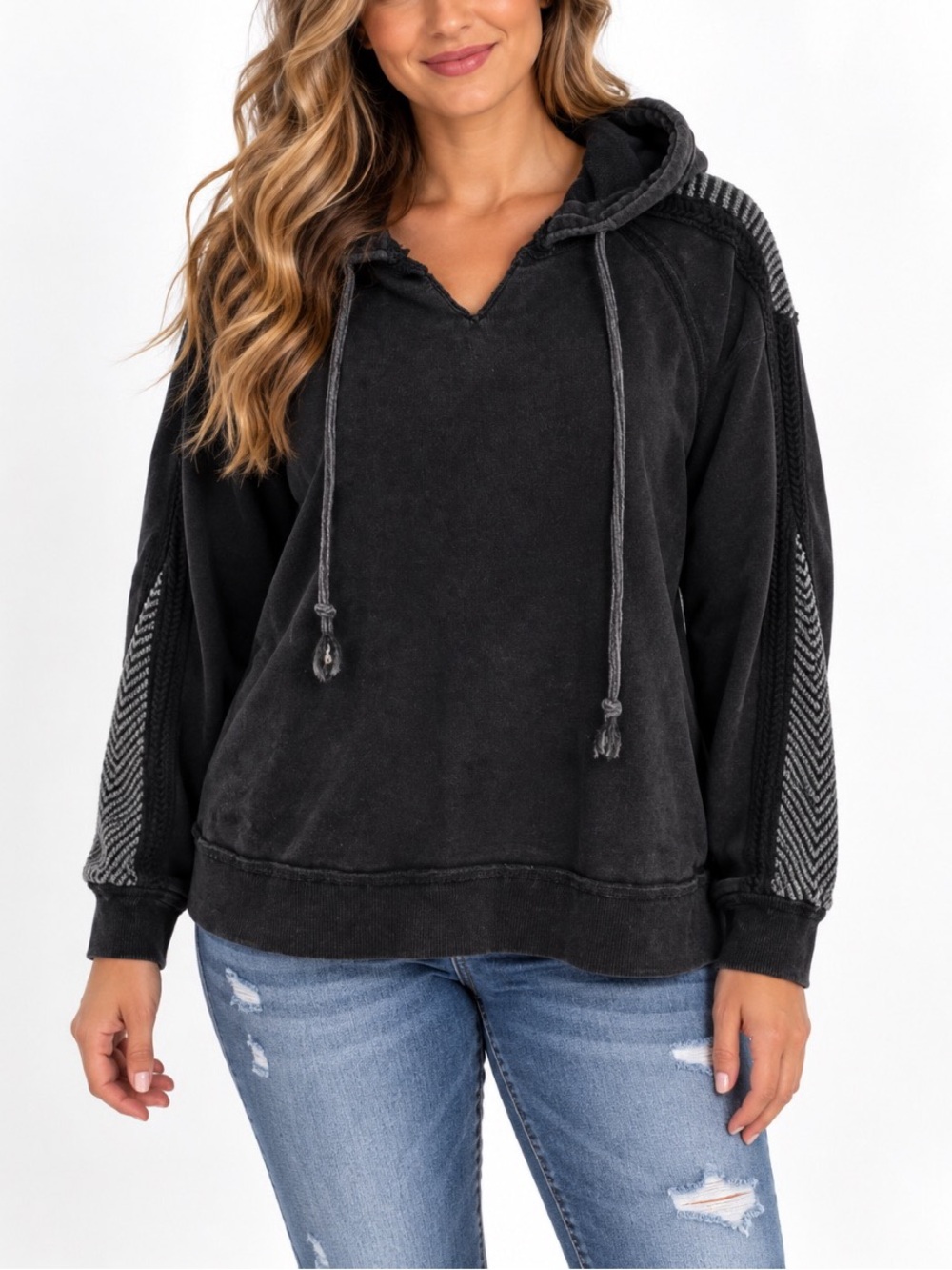 Oli & Hali oversized Black mineral wash hoodie, size Medium